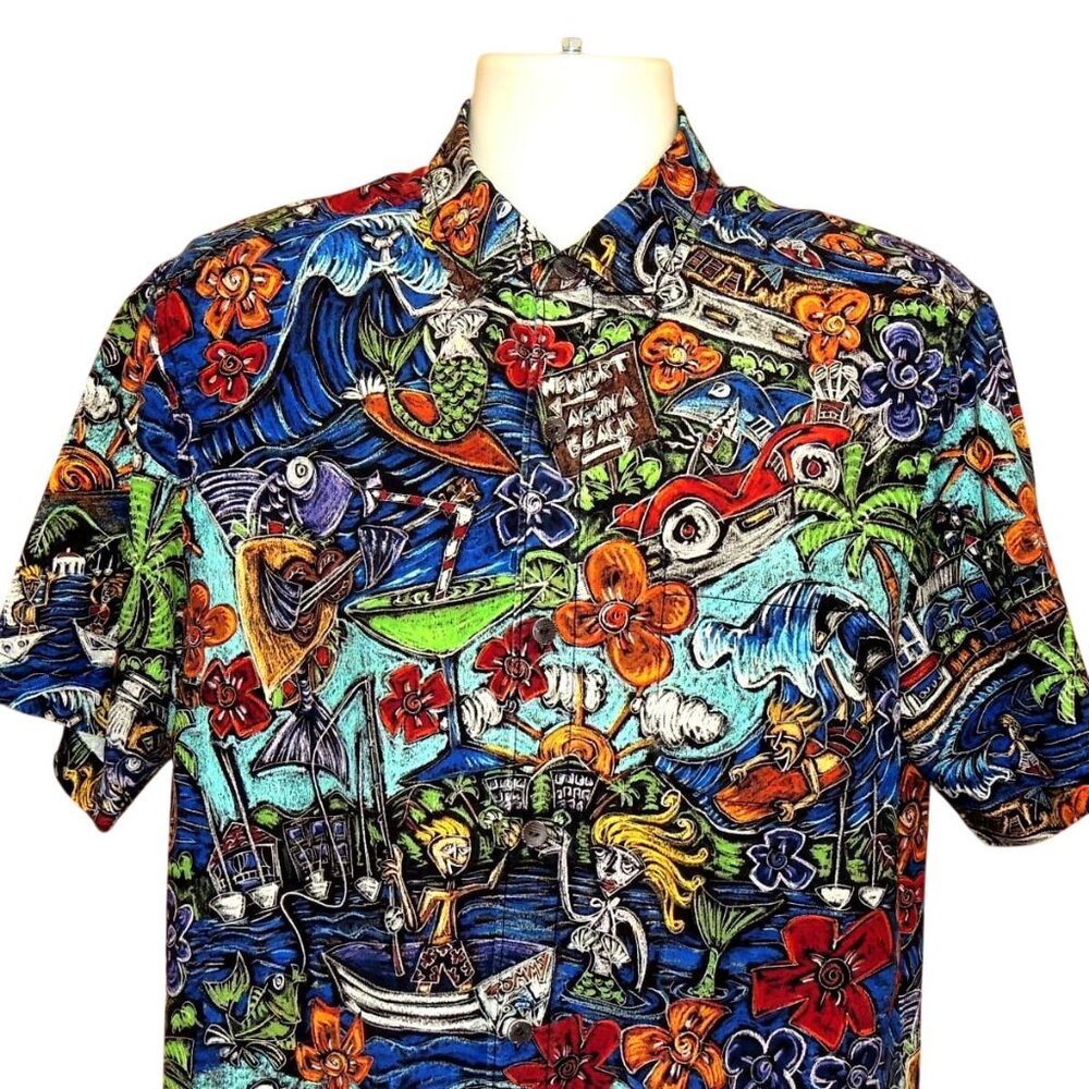**SOLD***    Tommy Bahama Artist Series 2021 Pure Silk Men's Shirt Sz M